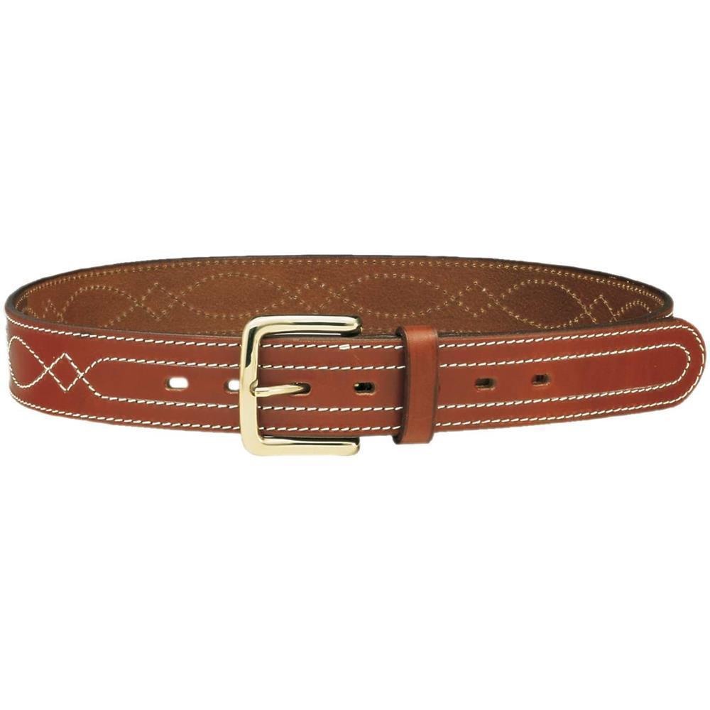 Leather belt with stiching Brown XXL