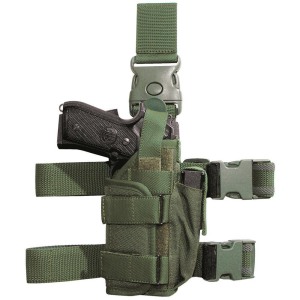 Tactical thigh holster for pistol with flashlight or laser