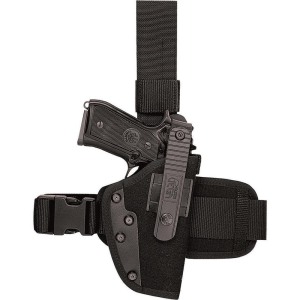 Tactical nylon thigh holster with second safety lace