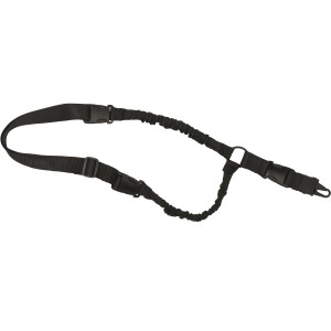 Adjustable rifle sling with elastic bungee and M.A.S.H. hook