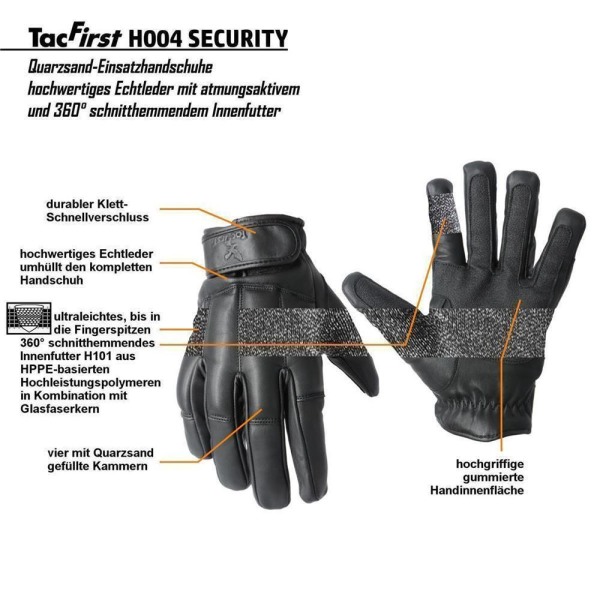 NEU Security Handschuhe DEFENDER Quarzsand Echtleder S-2XL 