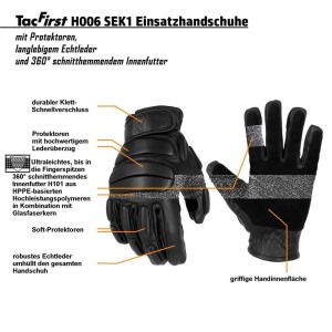 TacFirst® Einsatzhandschuhe H006 SEK 1 Echtleder,...