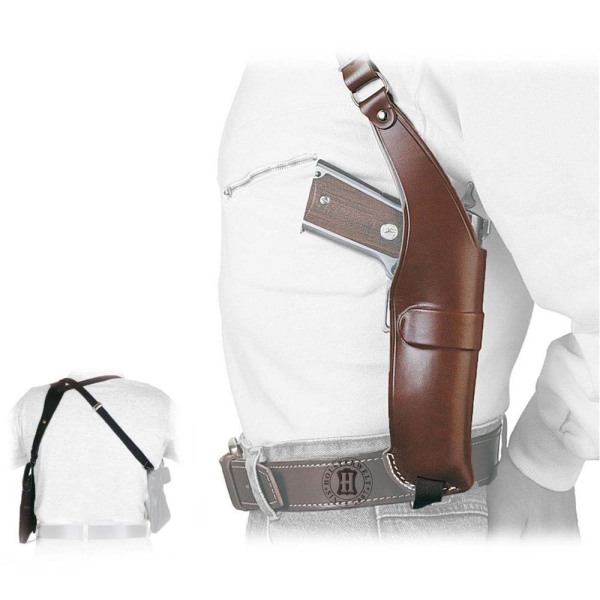 Leather shoulder holster NEW BREAK OUT Glock 26/27/42, Walther PPS/P22/P22Q/PK380  Right Black