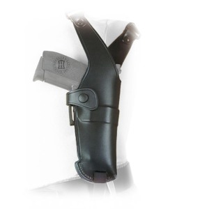 Leather shoulder holster NEW BREAK OUT + thumb break Glock 26/27/42, Walther PPS/P22/P22Q/PK380  Right hand Brown