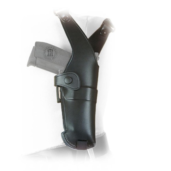 Leather shoulder holster NEW BREAK OUT + thumb break Glock 26/27/42, Walther PPS/P22/P22Q/PK380 -Left hand-Black